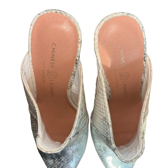 Chinese Laundry Beaute Silver Cream Womans Sz 8.5 Pointed Toe Mule Block Heel - Picture 6 of 11